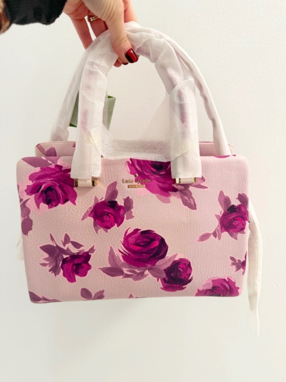 NWT Kate Spade New York Emerson Place Roses Olivera Satchel Bag — Plum Dawn